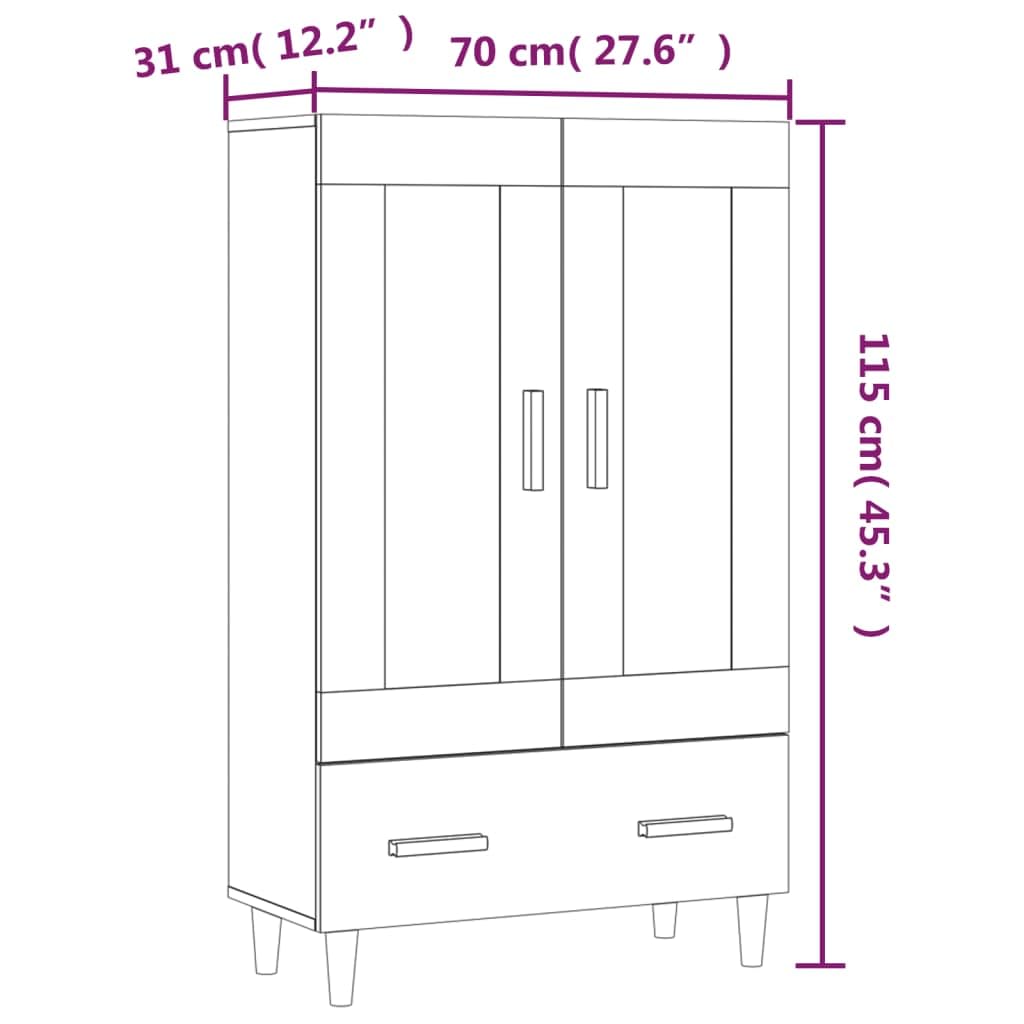 vidaXL Wysoka szafka, dąb sonoma, 70x31x115cm, materiał drewnopochodny, komoda, regał, wysoki regał, komody, regały, wysokie regały, wysoka szafka