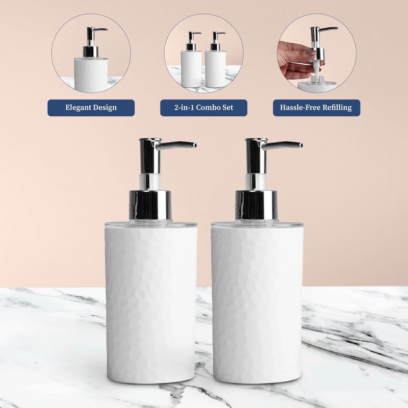 Image of Homestrap Set of Two Plastic Soap Dispensers | Multi-Purpose Liquid Dispensers| Dispenser for Bathroom, Kitchen & Sink | Shampoo, Sanitizer, Lotion Dispensers| Rust-Free & Easy Refill Pump Design