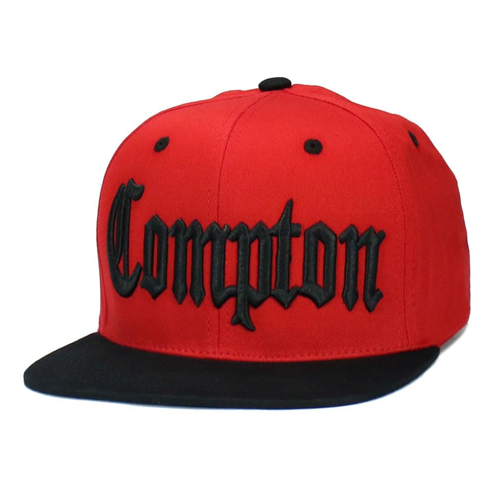 CHL TradingCompton Hat Cap 3D Embroidered Cotton Snapback Size Adjustable Flat Bill Baseball Cap