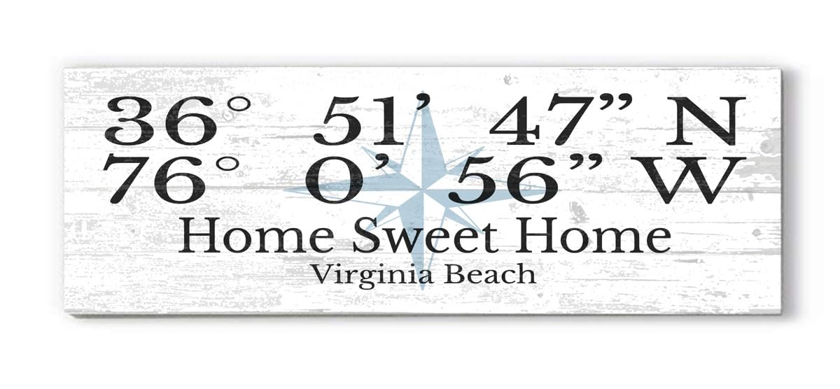 Personalized GPS Coordinate Wall Sign - Custom Home Décor 16.5 x 5.5 (Compass)