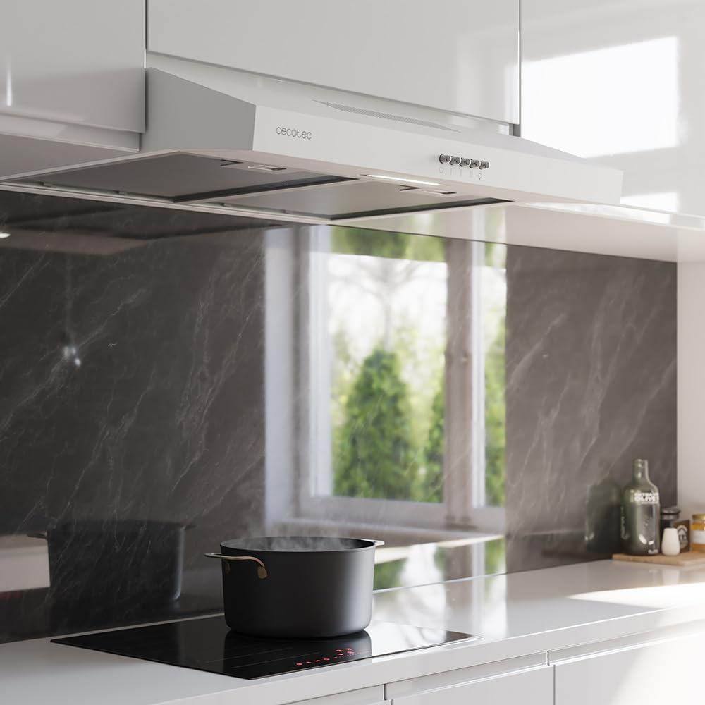 Cecotec Cappa aspirante 60 cm di larghezza Bolero Flux CM 602200 Inox B. Potenza di aspirazione 220 m3/h, motore 70 W, basso consumo, controllo meccanico, 3 livelli di potenza, finitura in inox