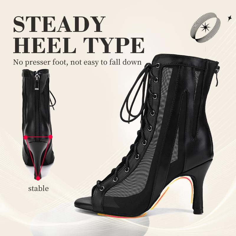 Women's Ballroom Latin Salsa Dance Shoes Lace-up Open-Toe Dancing Shoes,QJW72354