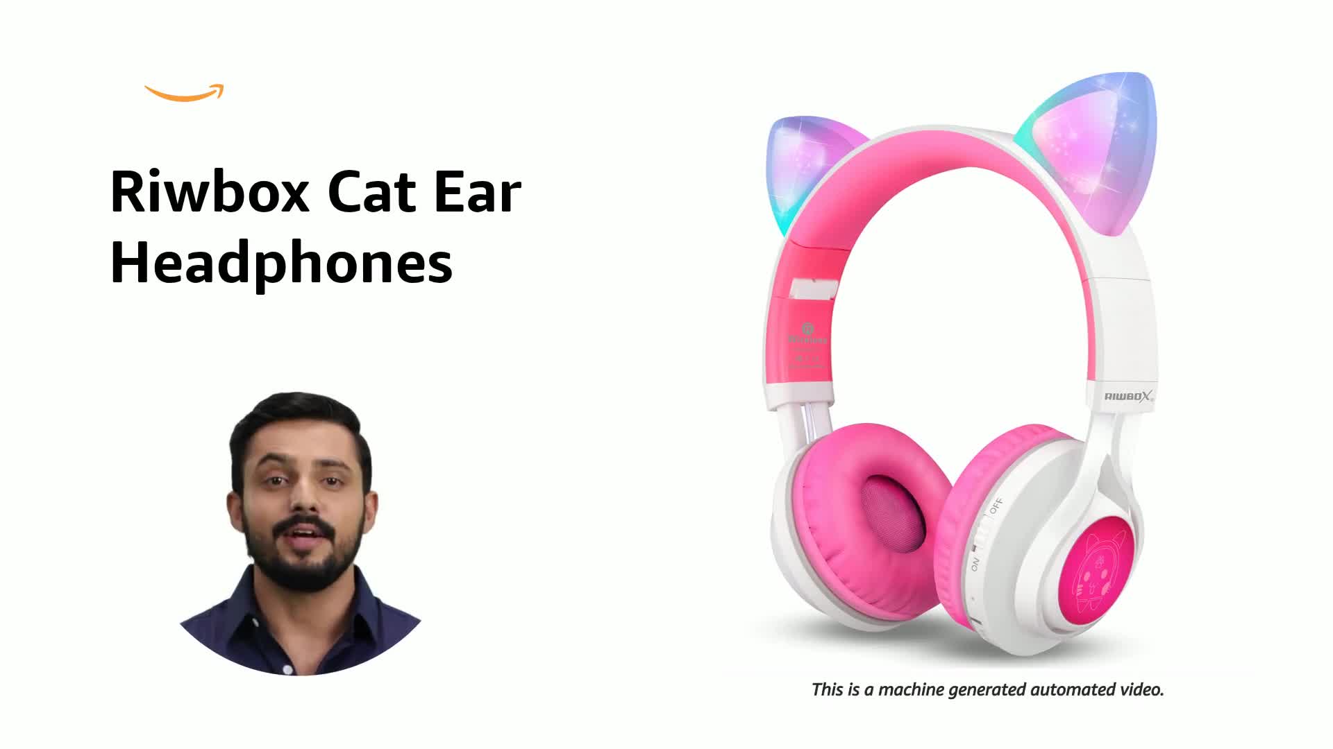 Bluetooth Headphones, Riwbox CT-7 Cat Ear LED Light Up Wireless