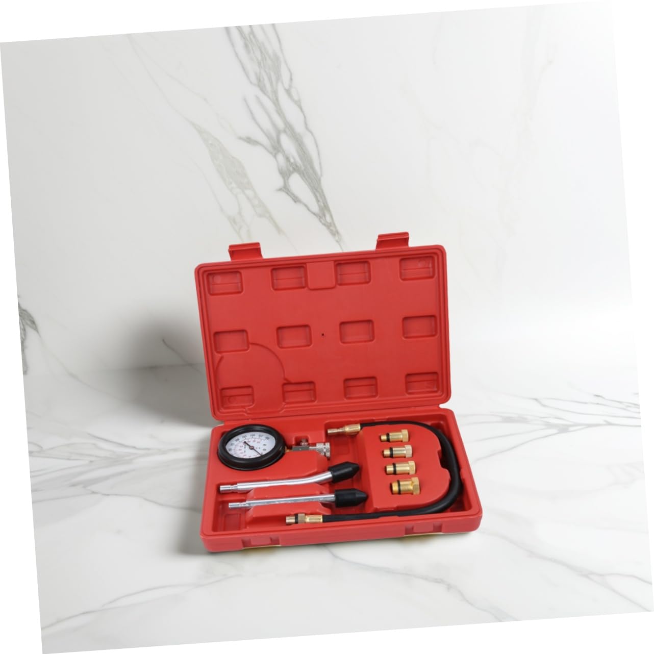 PRETYZOOM Tester Compressione Cilindri Per Auto Veicoli Rilevatore Perdite Cilindro Tabella Pressione Auto Manometro Adattatore Psi Bar Compatibile Benzina Motore