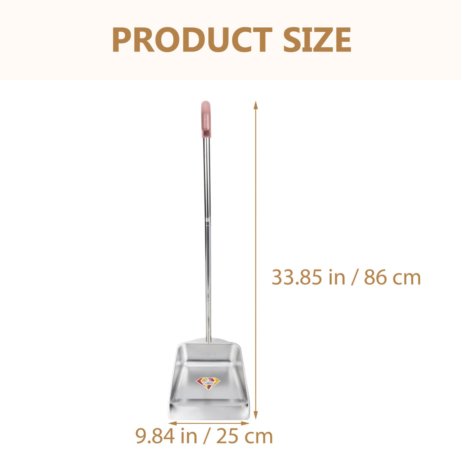 Zerodeko Paletta Per Spazzatura in Acciaio Inox Con Manico Lungo 34 Pollici Strumento Di Pulizia Resistente Per Casa Ufficio E Garage Design Ergonomico E Antiruggine
