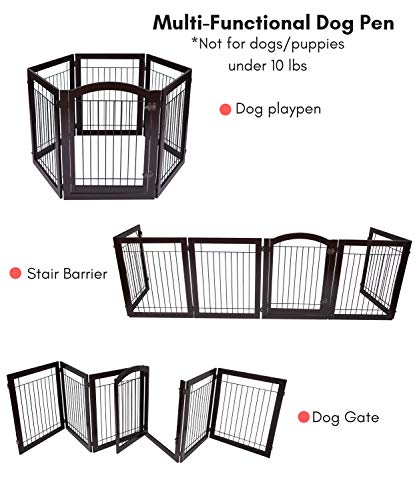 BIRDROCK HOME Indoor Dog Pet Gate with Door - 6 Panel - 30 Inch Tall - Enclosure Kennel Pet Puppy Safety Fence Pen… - Image 7