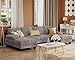 Furmax Sectional Couches for Living Room, U-Shaped Sofa Couch with Linen Fabric, 4 Seat Sofa Set with Double Chaise for Apartment (Fabric, Grey)
