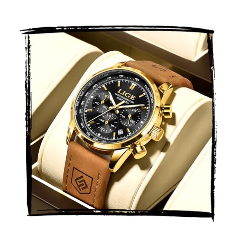 Image of LIGE Mens Roulette Wheel Watches Casino Themed Quartz Analog Watch 3ATM Waterproof Glowing Man Wrist Watches
