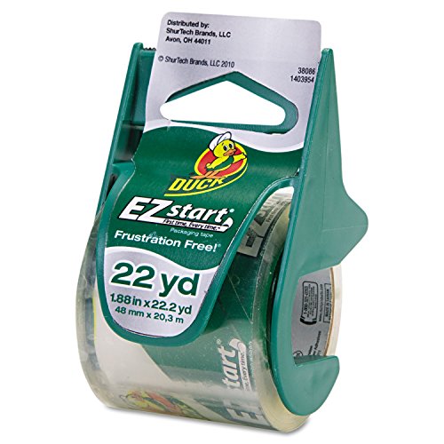 Duck 07307 EZ Start Carton Sealing Tape/Dispenser, 1.88-Inch x 22.2yds, 1 1/2-Inch Core