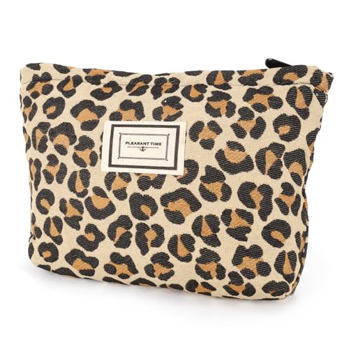 Makeup Bag, Make Up Bags for Women, Multifunctional Travel Cosmetic Bag, Portable Small Cosmetic Bags, Toiletry Organizer Storage with Zipper, Wash Organizer for Women Girls (Leopard Print B)
