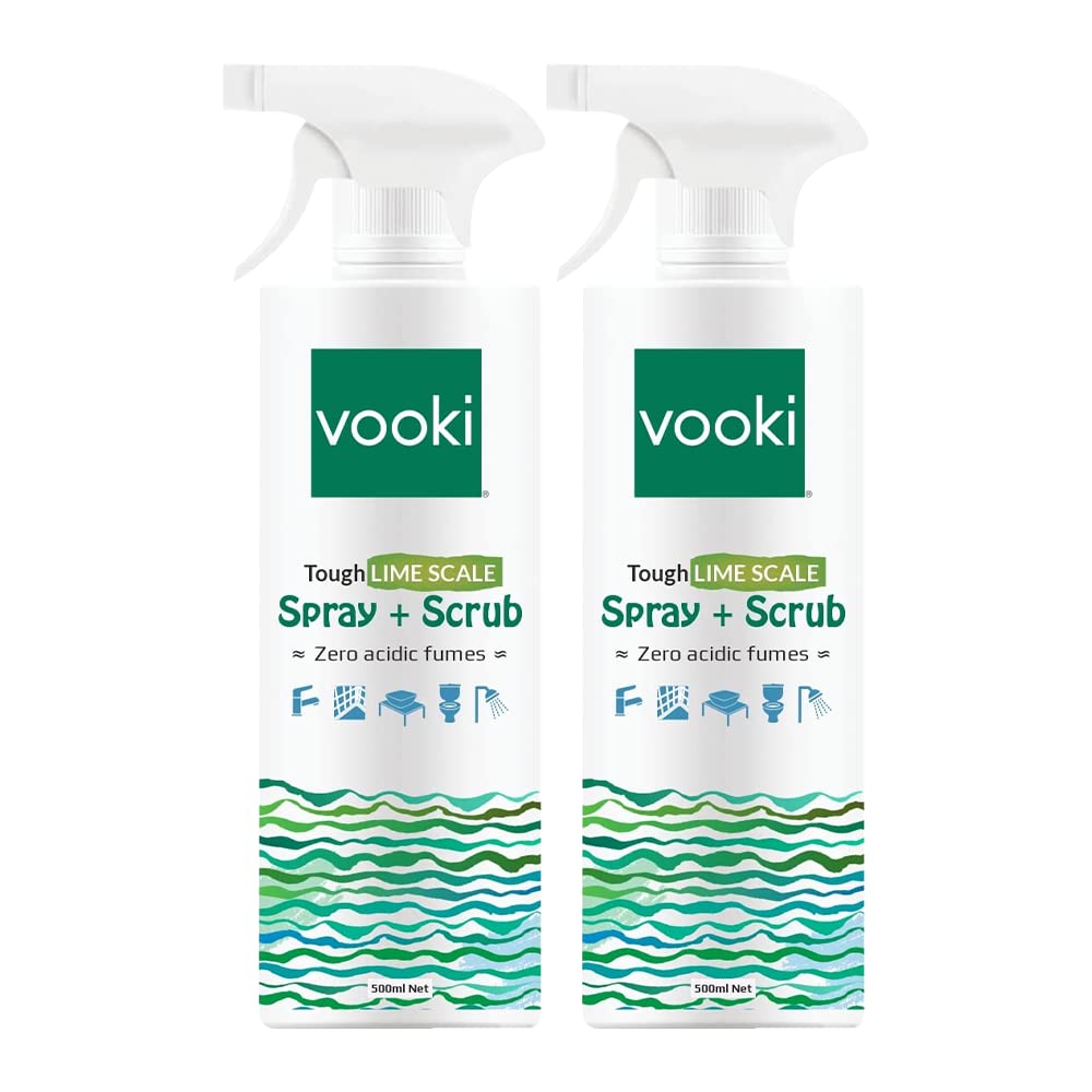 Vooki Ecofriendly Tough Lime Scale Stain Descaler Remover, Spray and Scrub Cleaner for Bathroom