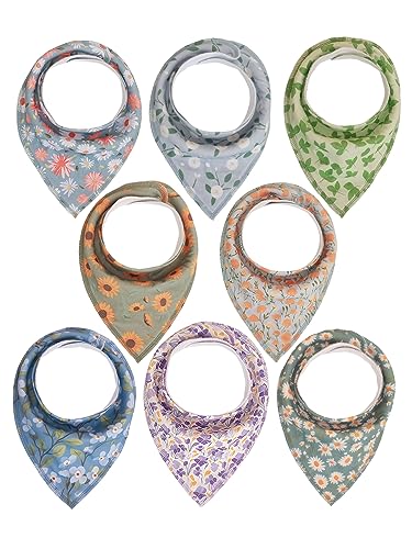 Image of Maiwa Cotton Bandana Drool Bibs for Baby Girl Boys for Drooling and Teething for 8 Pack