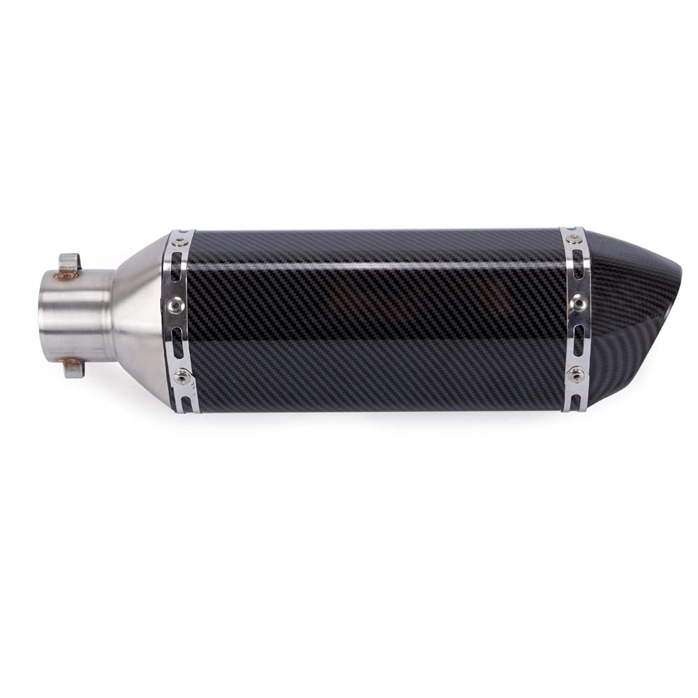 Motocicleta Turbo Escape Down Pipe Silenciador Cola Refit 51mm Hexágono Oblicuo Fibra de Carbono Color Pequeño con Ajuste para Motos Universal