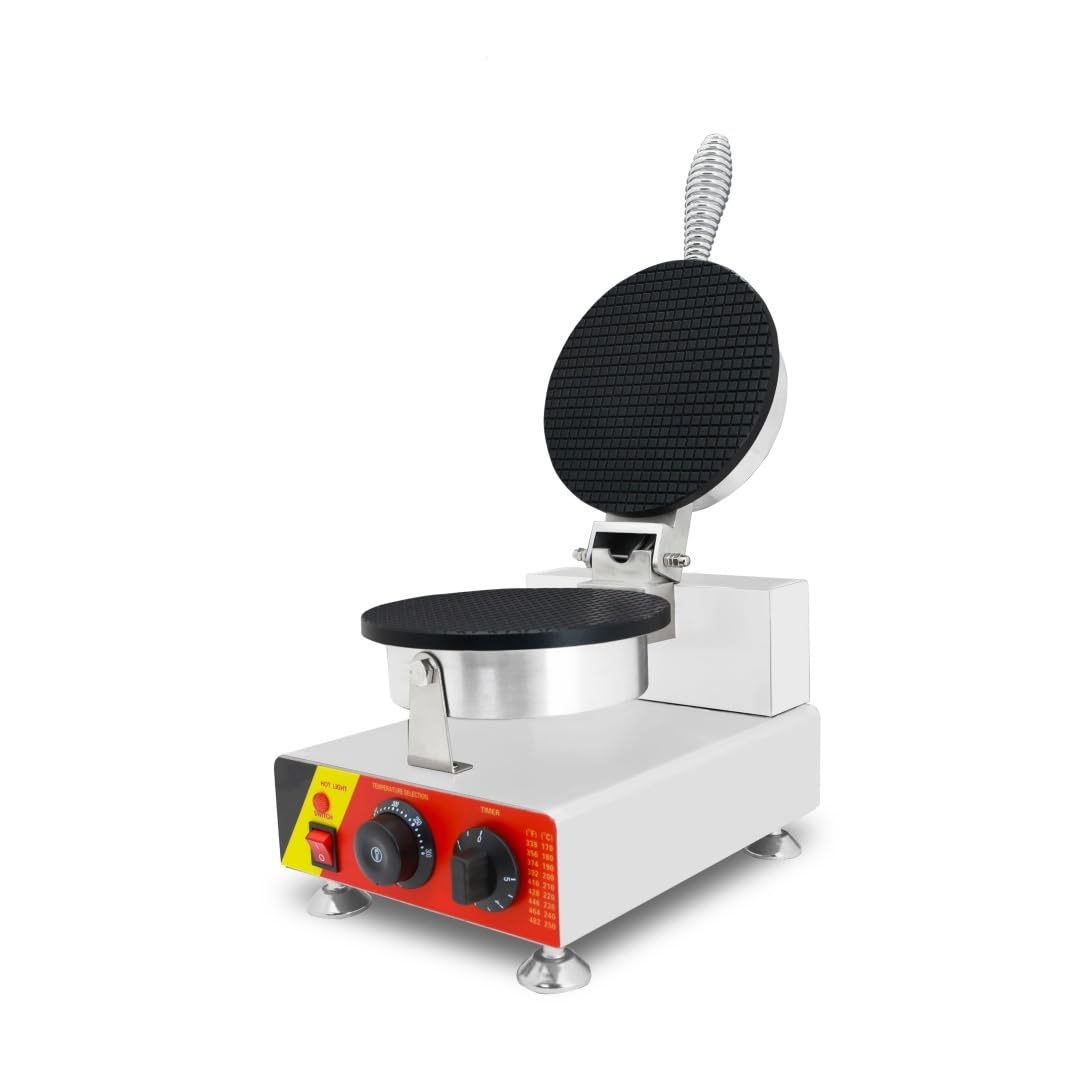 Máquina Comercial para Conos de Helado, Gofrera Eléctrica Profesional Antiadherente de Sobremesa para Heladerías y Restaurantes