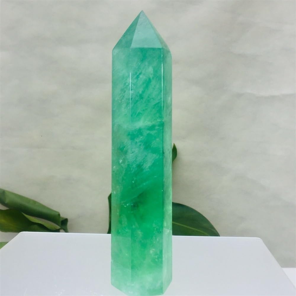 KJEBVHIRS Green Fluorite Hexagon Column Crystal Point Rod Wand Ornaments (Size : 80-90g)
