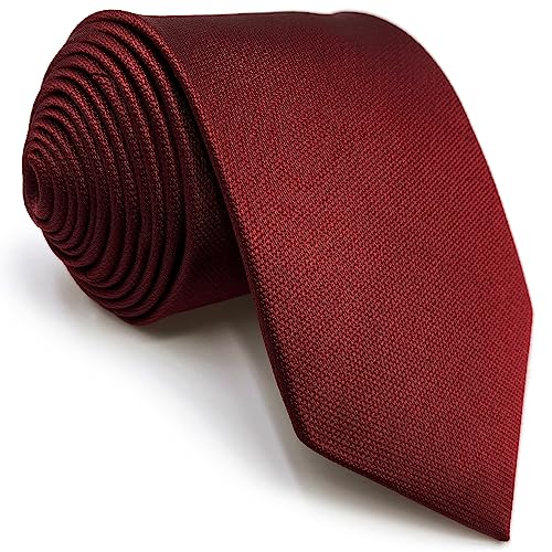S&W SHLAX&WING Gravata de seda de casamento vermelho sólida para homens Gravata clássica de 147cm