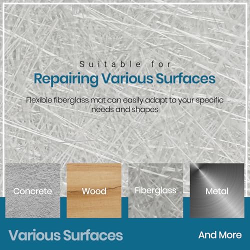 Image of Calvana Fiberglass Chopped Strand Mat, 4 inch Wide *10 Yards, 1.5 oz, Includes One Pair of Gloves, Ideal for Heavy-Duty Repairs, for Structural Reinforcement & Repair Kits, Easy to Use
