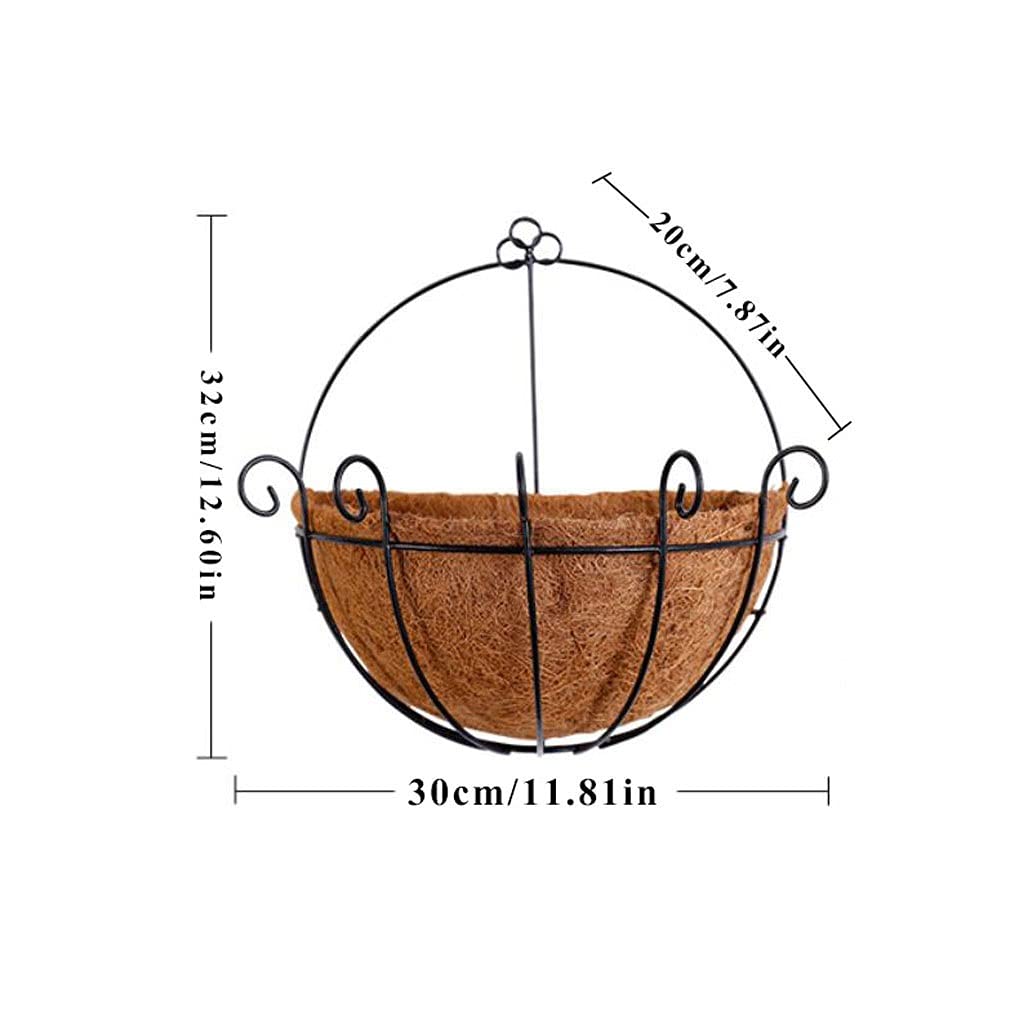 Fioriera da Appendere 2pcs Metal Hanging Planter Pandiera Piantatrice a muro a mezza rotonda con fioriera a parete con cocco Coir Liner Planter Decorazione gancio per il portico da giardino Balcone e