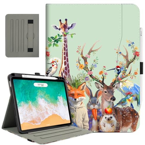 Étui en cuir iPad Air 5e 4e gen avec dragonne et poche pour le bureau et les voyages