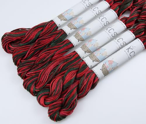 Image of KCS Big skeins of 25 Meters Size 25 Color Variegated Cross Stitch Stranded Threads,6 skeins,4519