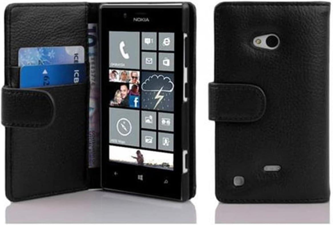 Cadorabo Book Case Compatible with Nokia Lumia 720 in Snow White - with Stand Function and Card Slot Made of Structured Faux Leather - Wallet Etui Cover Pouch PU Leather Flip