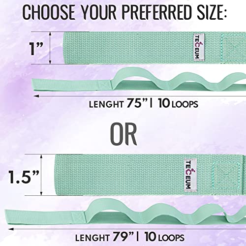 [New 2023] Teceum Stretching Strap For Yoga & Physical Therapy – 10 Loops – Choice Of Materials & Colors – Non-Elastic Leg Stretch Straps For Stretching, Exercising, Pilates, Post-Injury Rehabilitation For All Levels – For Men & Women #TOP3