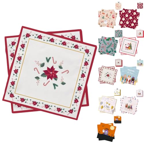 ANDINUS Conjunto de 40 guardanapos 33 x 33 cm decorados, desenhos divertidos para festas, aniversários, eventos, festividades, Halloween, Natal, Reis, Ano Novo, escritório e uso diário (Natal C)