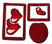 Produktbild Ilkadim Badgarnitur 3-teilig rot weiß, Motiv Herz, Badteppich mit WC-Vorleger für Hänge-WC, 80 x 50cm (große Matte), 50x40cm (kleine Matte)