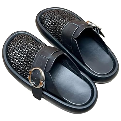 QBrand Platform Sandals Men Weave Sandals Round Toe Design Comfortable Flats Crochet Thick Rubber Sole3