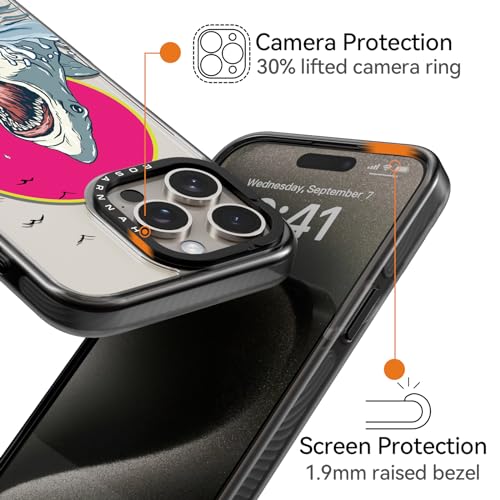 Coque requin iPhone 15 Pro Max esthétique mignonne et coque noire résistante - 3