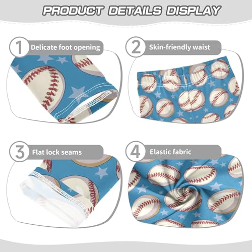 Wusikd Baseball Girls' Leggings Toddler Doodles Stars Kids Yoga Pants Dance Active Tights 4T3