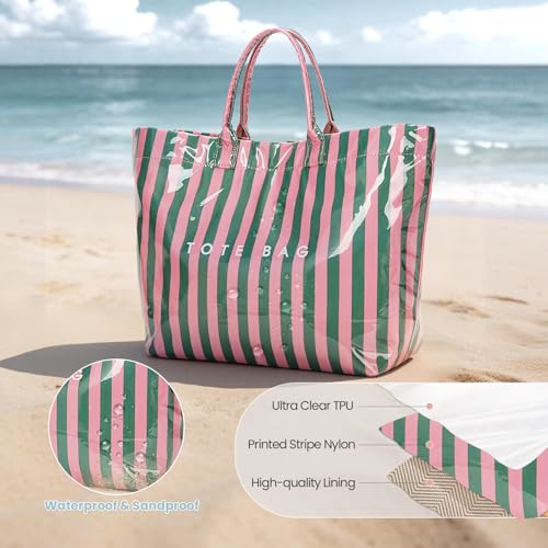Image of Lushandy PVC Tote Bag for Women Jelly Beach Bag Top Handle Hobo Handbag | Water-Resistant, Wipe Clean, Lightweight