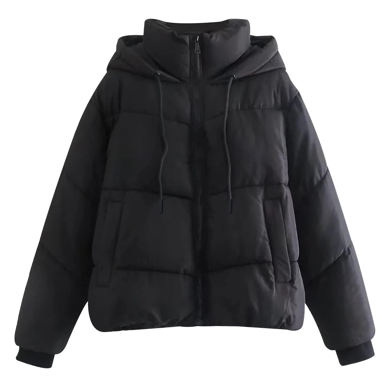 Cropped Puffer Monki Black Puffer Coat Gihuowomens Crop Hooded