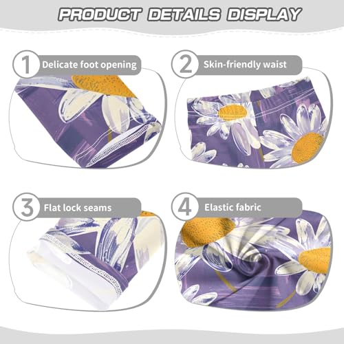 Purple Daisies Oil Painting Girls Leggings Soft Stretch Workout Yoga Dance Pants for Kids Casual Tights3