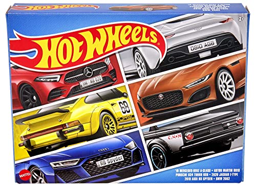 Hot Wheels - Multipack Car Culture Europa con 6 macchinine in scala 1:64, decorazioni autentiche, carrozzerie popolari, ruote che girano, giocattolo per bambini, 3+ anni, HLK51