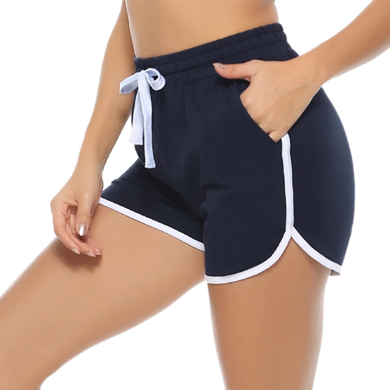 Aseniza Damen Sport Shorts Kurze Sporthose Jogginghose Sommer Sportshorts Running Gym Fitness Shorts 1/2er Pack