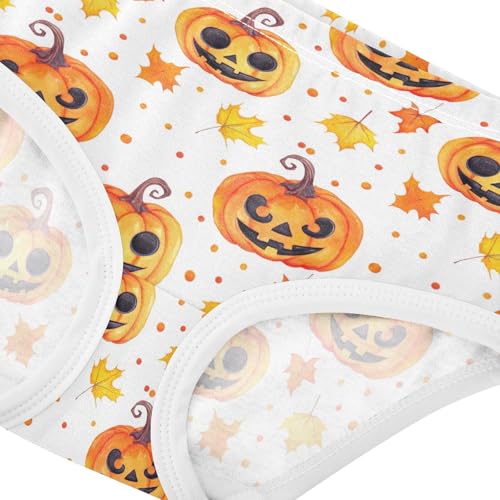 Joisal Watercolor Pumpkins Leaves Halloween Toddler Girls Underwear 2t Cotton Panties for Girl Pattern Briefs Kids Undies4