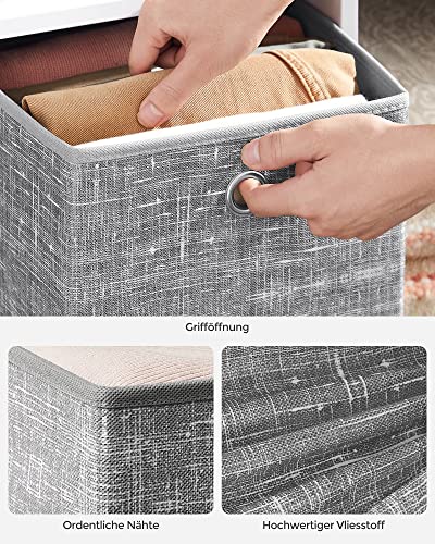 SONGMICS Aufbewahrungsbox, 6er Set, Ordnungsboxen aus Vliesstoff mit Griff, Boxen Aufbewahrung, 26 x 26 x 28 cm, Organizer Box, für Würfelregal, Faltbox, Kleideraufbewahrung, grau meliert RFB026G01