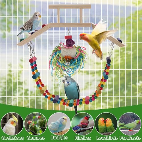 ROYALAY Escada de pássaro para gaiola, ponte de plataforma de poleiros de pássaros com escada de esc