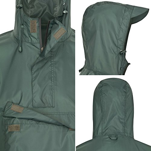 AWHA Regenponcho Damen und Herren wasserdicht und extra lang zum Wandern, Reiten, Fahrrad fahren - Outdoor Regenschutz wiederverwendbar mit Tasche, dunkelgrün, S/M
