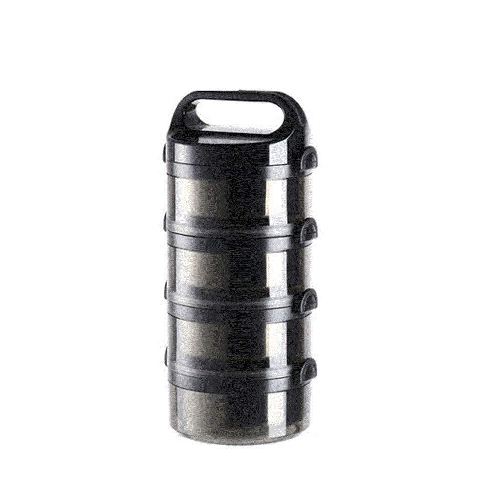 Lunch Box,Portable Multi-Layer Stainless Steel Vacuum Insulated Food Container ，Used for Picnic in School Office Outdoor, Black, Four Layers