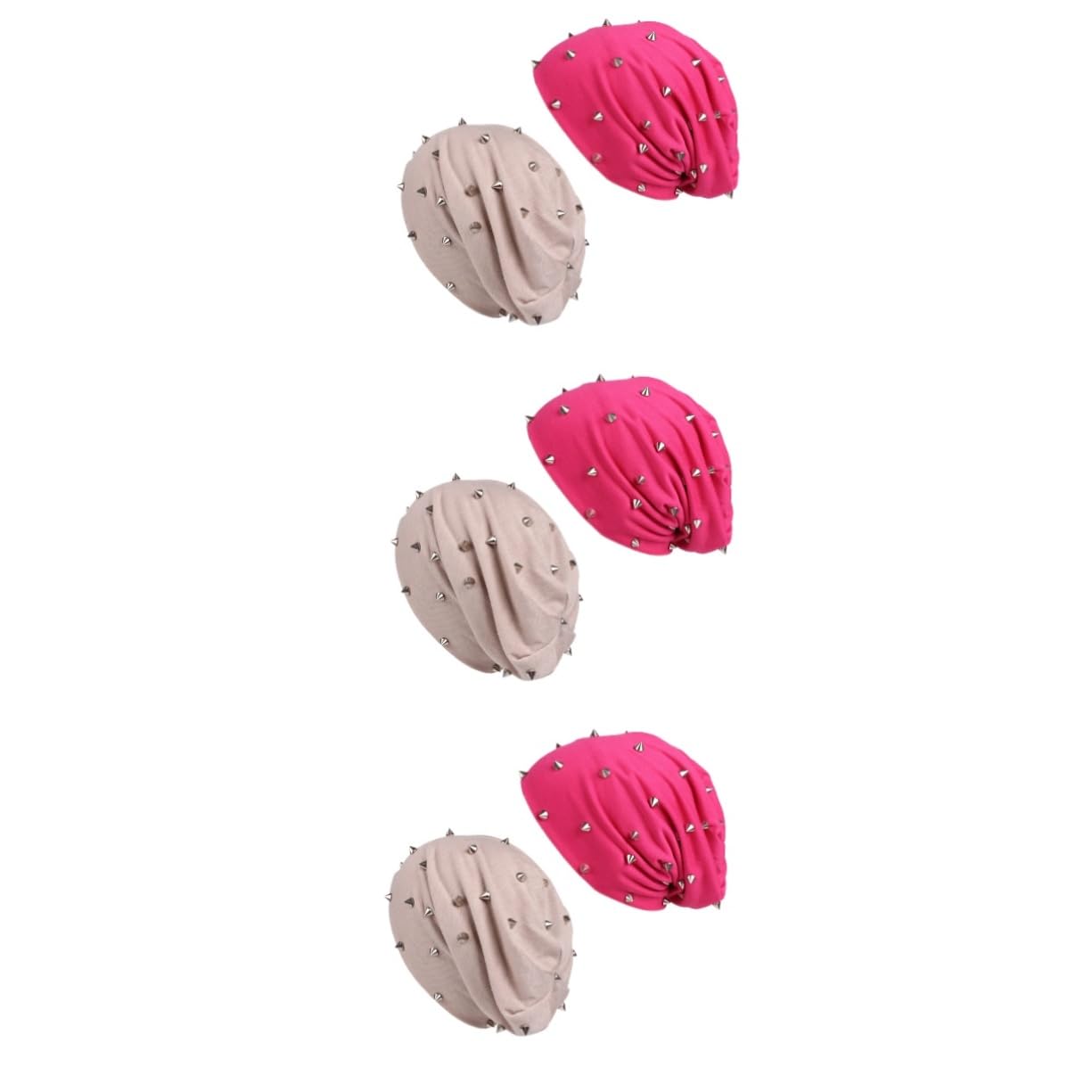 GALPADA 6pezzi Beanie Con Rivetti Punk Cappello Turbante Autunnale Per Chemoterapia Cappello Comodo e Caldo Beige