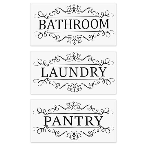 3 Vinilos adhesivos para puertas de despensa, lavandería y baño miniatura 1