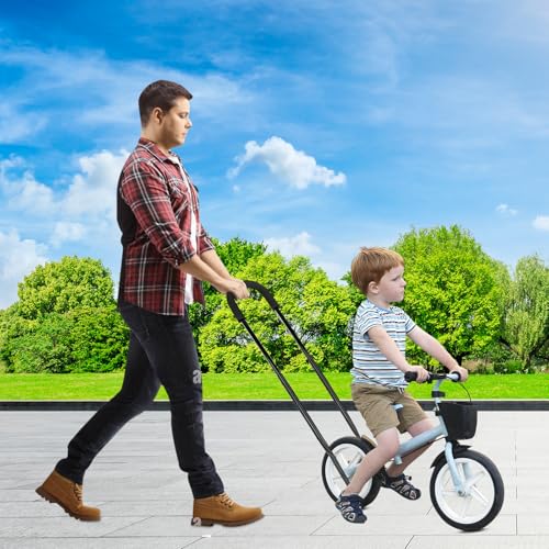 Absyrony Fahrradstange für Kinderfahrrad, 4 Hochhöhe Einstellbare Schiebestange Fahrrad Kinder, Fahrradstange, Fahrrad Schiebestange, Fahrrad Lernhilfe Stange, Schiebestange Fahrrad(Schwarz)