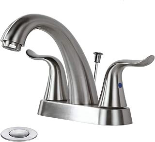 WOWOW Bathroom Faucet 2 Handle 4 Inch Centerset Bathroom Sink Faucet, Lead-free Basin Mixer Tap with Lift Rod Drain Stopper, 2 Handle Centerset Lavatory Faucet Brushed Nickel Vanity Faucet - coolthings.us