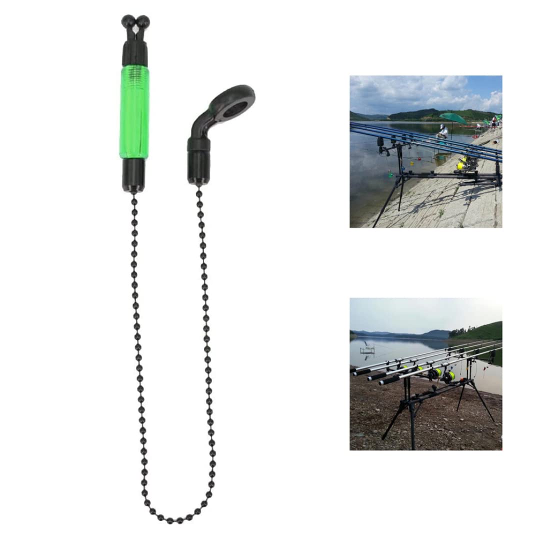 Indicateur de Morsure Chaînes de pêche à la Carpe Alarmes Bobines Cintres Alerter Tackle Vert 3PCS, Indicateur Morsure
