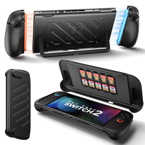 Image of JSAUX Protective Case for Nintendo Switch 2, Split Design with TPU Frame & PC Front Cover, Ergonomic Non-Slip Grip, 10-Game Card Storage, Kickstand Compatible, Shockproof & Scratch-Resistant-PC0114