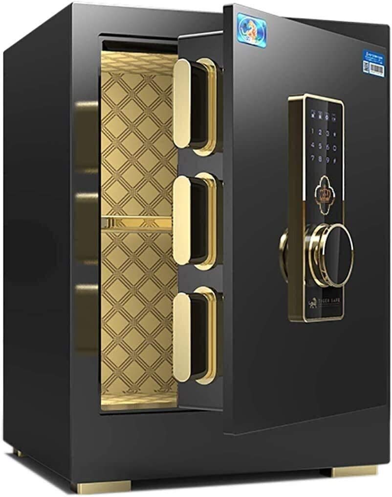Caja fuerte, caja fuerte y cajas de seguridad, hucha digital ignífuga para el hogar y la oficina, 45 cm, caja fuerte de alta seguridad, armario con alarma integrada para dinero, documentos A4,