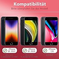 OWKEY Hülle für iPhone SE 2020/iPhone SE 2022 (iPhone SE 2/3), iPhone 8/iPhone 7 Hülle mit [1 * 9H Schutzglas] Schutzhülle, Silikon Matte Dünne Case Handyhülle für iPhone 8/7 (Klar) – Ansicht 2