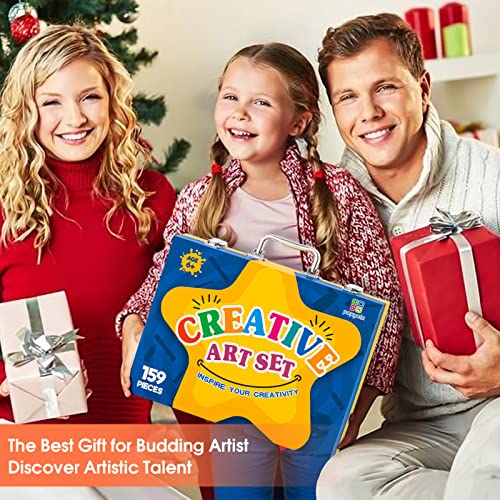 POPYOLA Art Supplies, Drawing Painting Art Kit, Gifts for Kids Girls Boys Teens, Art Set Case with Oil Pastels, Crayons, Colored Pencils, Watercolor Cakes